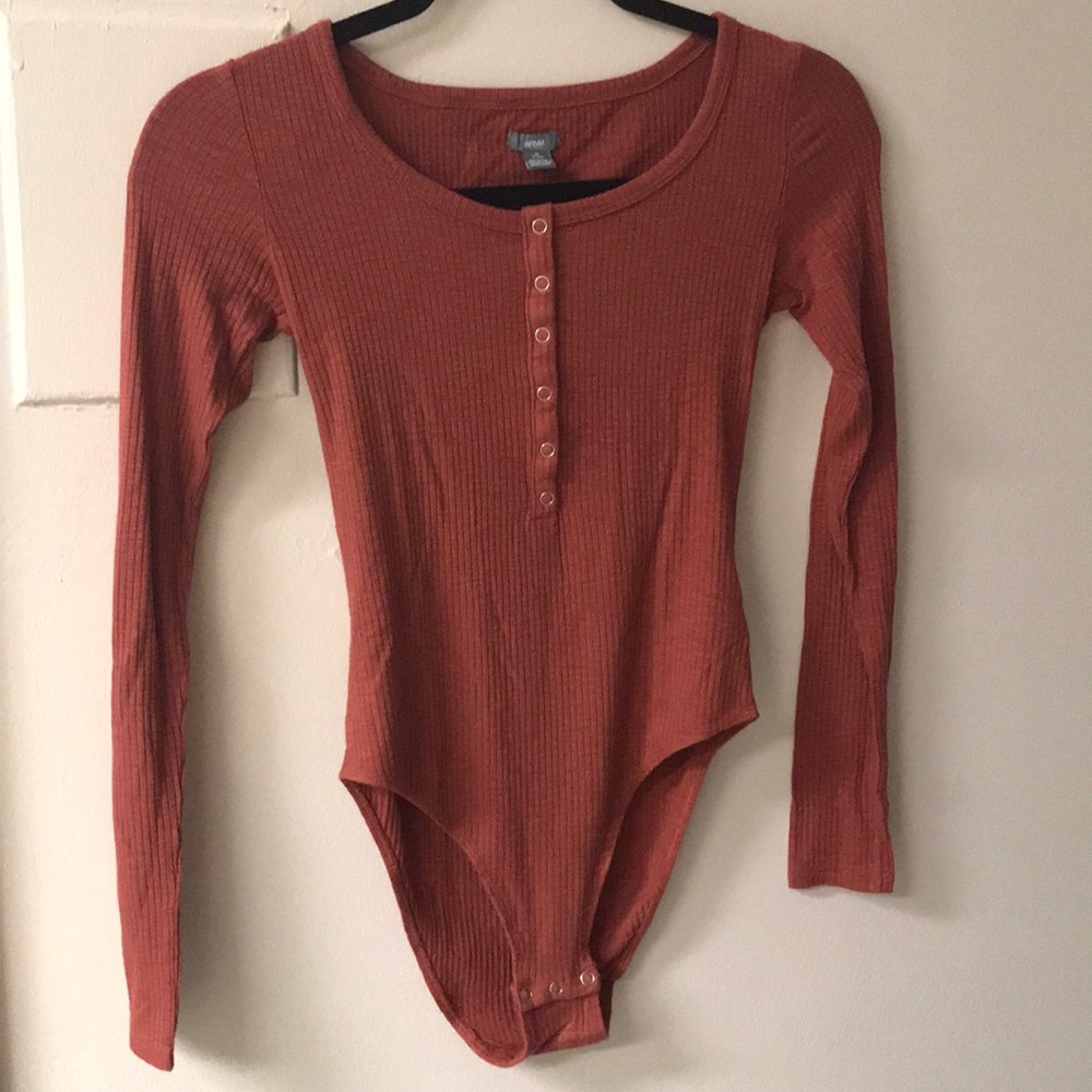 Burnt Orange Ribbed Aerie Bodysuit